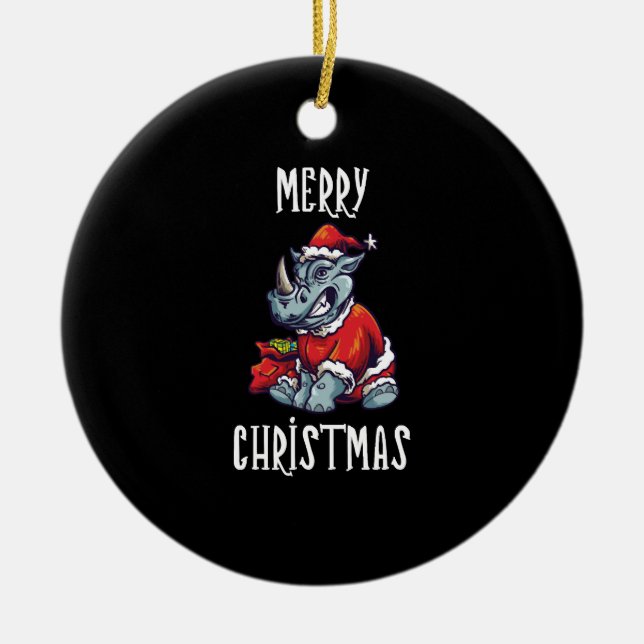 Ornamento De Cerâmica Vintage Rhino Retro (Frente)