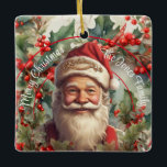 Ornamento De Cerâmica Vintage Santa Claus Santo Nicholas Christmas<br><div class="desc">Traga-se para o charme de ontem com esta ilustração de Papai Noel inspirada! Nick adorava um chapéu vermelho festivo, pintado de branco e embelezado com as palavras brilhantes "Acredite"! Perfeito para entusiastas de férias, este trabalho de arte eterno capta a espiral do Natal, fazer-o um ideal para ocasiões festivas. Personalizado...</div>