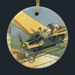 Ornamento De Cerâmica Vintage Science Fiction Steampunk Carro Convertíve<br><div class="desc">Ilustração venenosa viagem futurista vitoriana e ficção científica de transporte design com asas a vapor-punk apresentando um carro voador conversível. O motorista está prestes a aterrissar seu carro futurista (ou é um avião) na loja de chocolate no futuro. Um clássico design de ficção científica de quadrinhos retrô.</div>