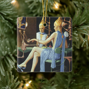 Ornamento De Cerâmica Vintage Science Ficty Beauty Salon Spa Manicures