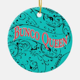 Ornamento De Cerâmica Vintage Scroll Design Bunco Queen