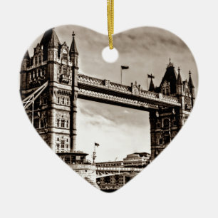 Ornamento De Cerâmica Vintage Sepia London Tower Bridge