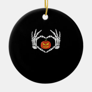Ornamento De Cerâmica Vintage Skeleton Mãos Pumpkin Outono Hallow