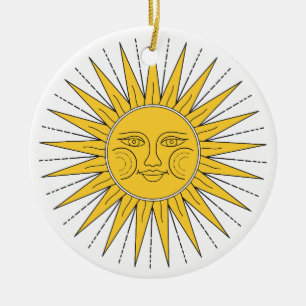 Ornamento De Cerâmica Vintage Smiling Sun
