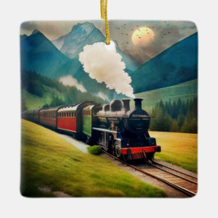Ornamento De Cerâmica Vintage Steam Train