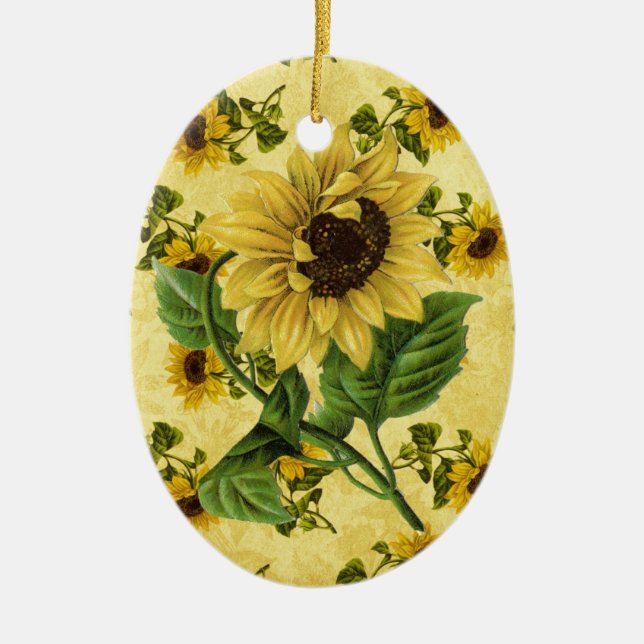 Ornamento De Cerâmica Vintage Sunflower (Frente)