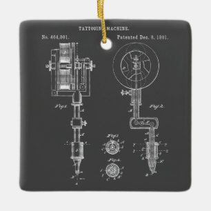 Ornamento De Cerâmica Vintage Tattoo Artist Gun Shirt