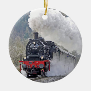 Ornamento De Cerâmica Vintage Train Steam Locomotive Photo