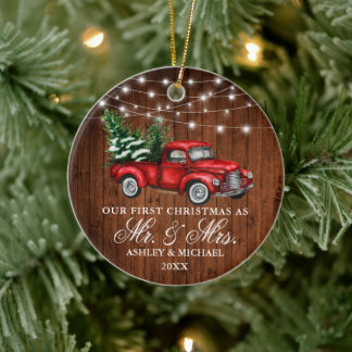 Ornamento De Cerâmica Vintage Truck Wood Lights Mr.