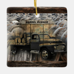 Ornamento De Cerâmica Vintage Truck Wooden Barrels Cerâmica Ornament