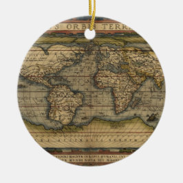 Ornamento De Cerâmica Vintage World Map Atlas Design histórico