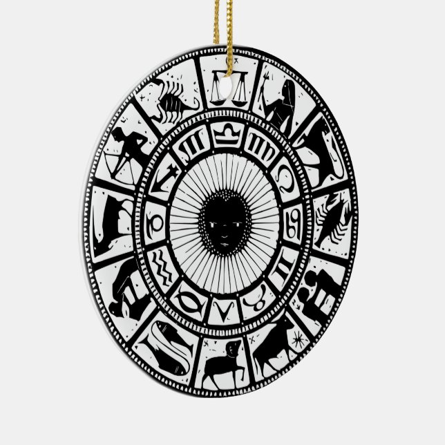 Ornamento De Cerâmica Vintage Zodiac Wheel (Direito )