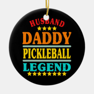 Ornamento De Cerâmica Vintagem da Legenda de Pickleball do Melhor Pai Ma