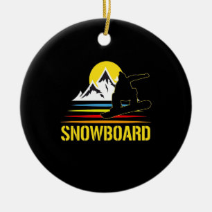 Ornamento De Cerâmica Vintagem de Retro Snowboard