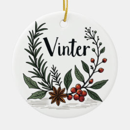 Ornamento De Cerâmica Vinter - Scandinavian Winter Floral Ornament