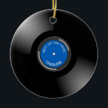 Ornamento De Cerâmica Vinyl Record Album Design Cerâmica<br><div class="desc">Vintage Vinyl Record Design Cerâmica Ornament com texto personalizável,  frente e verso.</div>