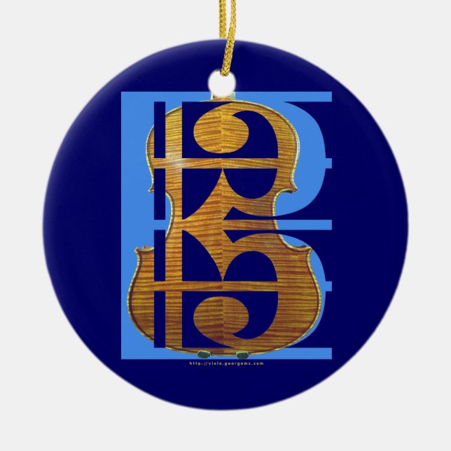 Ornamento De Cerâmica Viola no Clef de alto (Frente)