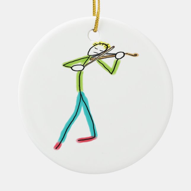 Ornamento De Cerâmica Viola Tocando Homem Palito (Frente)