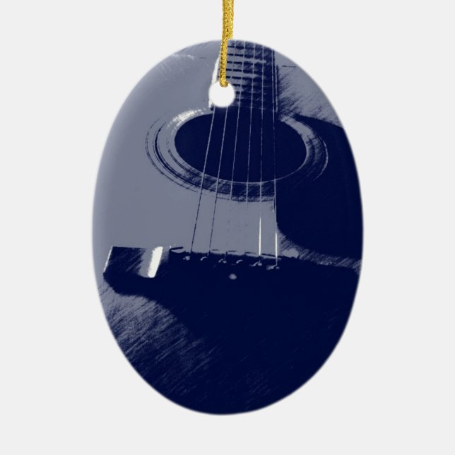 Ornamento De Cerâmica Violão azul (Frente)
