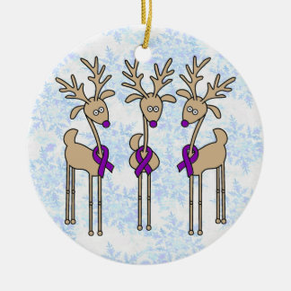 Ornamento De Cerâmica Violet Ribbon Reindeer (Linfoma de Hodgkin)