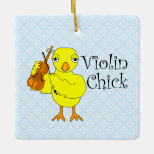 Ornamento De Cerâmica Violin ChickText