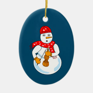 Ornamento De Cerâmica Violin Snowman