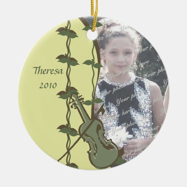 Ornamento De Cerâmica Violin Woodland Photo (Frente)