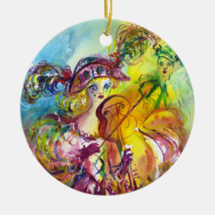 Ornamento De Cerâmica VIOLINISTA ARLECCHINA / Noite de Carnaval venezian
