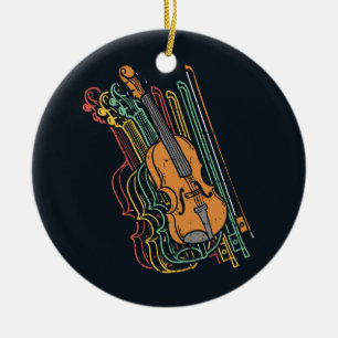 Ornamento De Cerâmica Violinista Fiddle Vintage Holiday