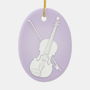Ornamento De Cerâmica Violino Branco ou Viola com Arco Musical
