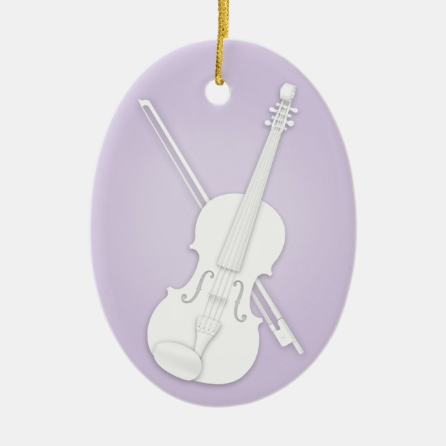 Ornamento De Cerâmica Violino Branco ou Viola com Arco Musical (Frente)