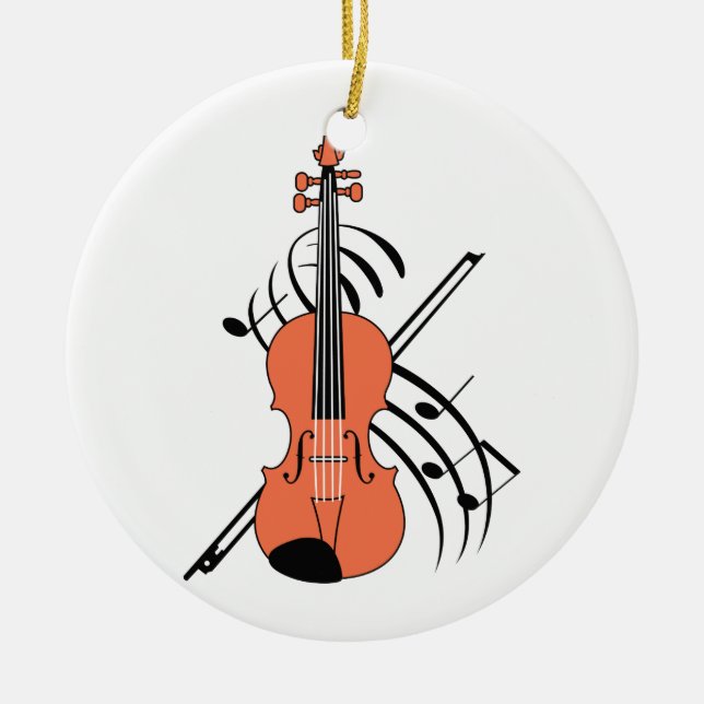 Ornamento De Cerâmica Violino e Música (Frente)