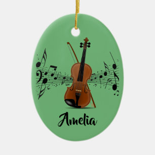 Ornamento De Cerâmica Violino Violino Notas Musicais Design