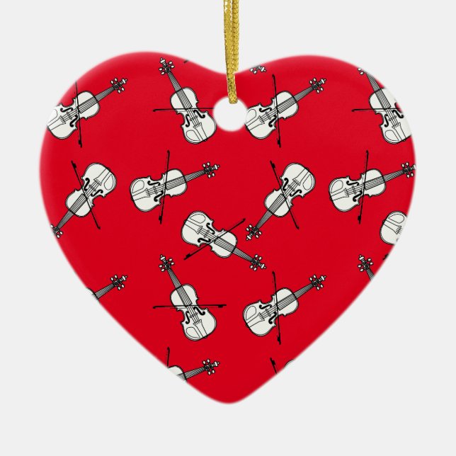 Ornamento De Cerâmica Violinos brancos (Frente)
