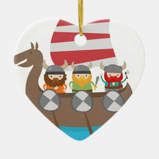 Ornamento De Cerâmica Viquingues pequenos no navio (Frente)