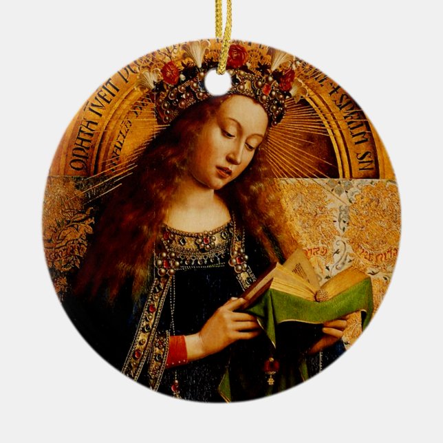 Ornamento De Cerâmica Virgem Maria por Jan van Eyck (Frente)