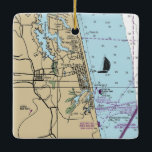 Ornamento De Cerâmica Virginia Beach Chart<br><div class="desc">Enfeites de natal Virgínia Beach VA feito com gráfico náutico.</div>