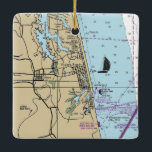 Ornamento De Cerâmica Virginia Beach Chart<br><div class="desc">Enfeites de natal Virgínia Beach VA feito com gráfico náutico.</div>
