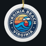 Ornamento De Cerâmica Virginia Beach Virginia VA Vintage Ondas Náuticas<br><div class="desc">Virginia Beach Virginia VA Vintage Ondas Náuticas Design</div>