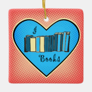 Ornamento De Cerâmica Virginia Wright I Heart Books Natal