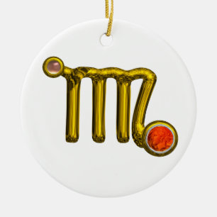 Ornamento De Cerâmica VIRGO ZODIAC BIRTHDAY JOIA AGATE Dourado White