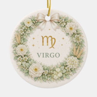Ornamento De Cerâmica Virgo Zodiac Christmas Ornament – Winter Floral Wr