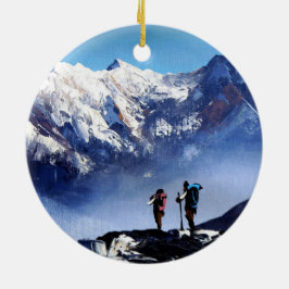 Ornamento De Cerâmica Visão Panorâmica Do Pico Everest De Ama Dablam