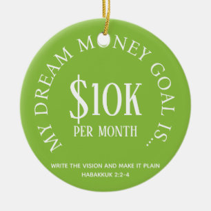 Ornamento De Cerâmica Visão Personalizável do Objetivo Financeiro do Dre