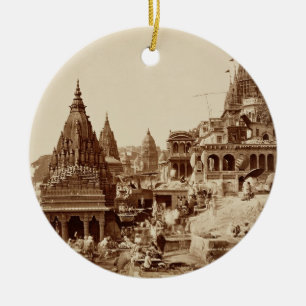 Ornamento De Cerâmica Vishnu Pud e outros templos, Benares (foto do