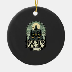 Ornamento De Cerâmica Visita à Mansão Assombrada Vetor Vintage Halloween