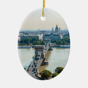 Ornamento De Cerâmica Vista aérea da Cadeia Bridge - Budapeste