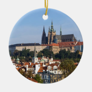 Ornamento De Cerâmica Vista da antiga cidade e do castelo de Praga, Rep