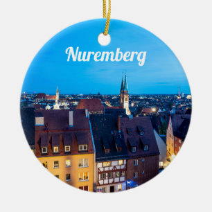 Ornamento De Cerâmica Vista da cidade antiga de Nuremberga à noite