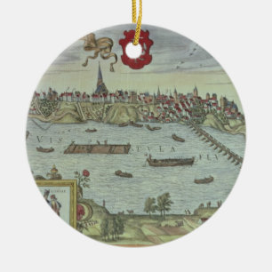 Ornamento De Cerâmica Vista da cidade de Varsóvia ao lado do rio Vistul